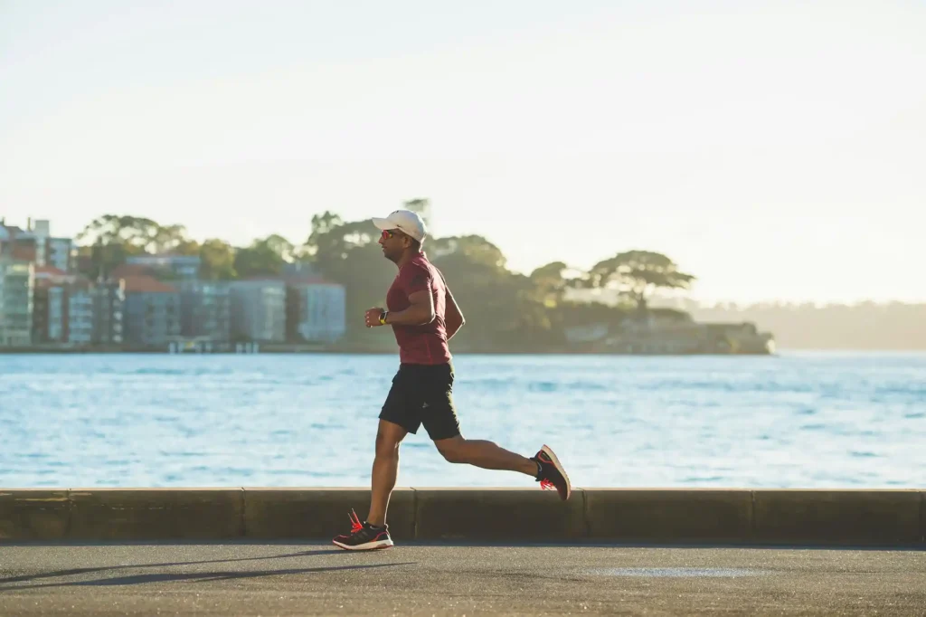 Man jogging along the waterfront
